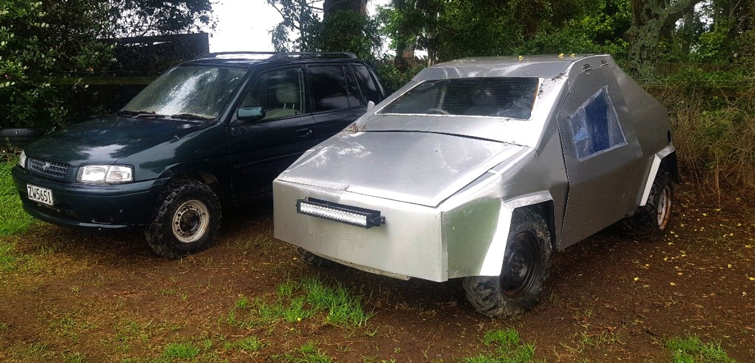 Cybertruck-inspired Modifications: Toyota Vitz 2000 Turned into a Four-Camera Prototype