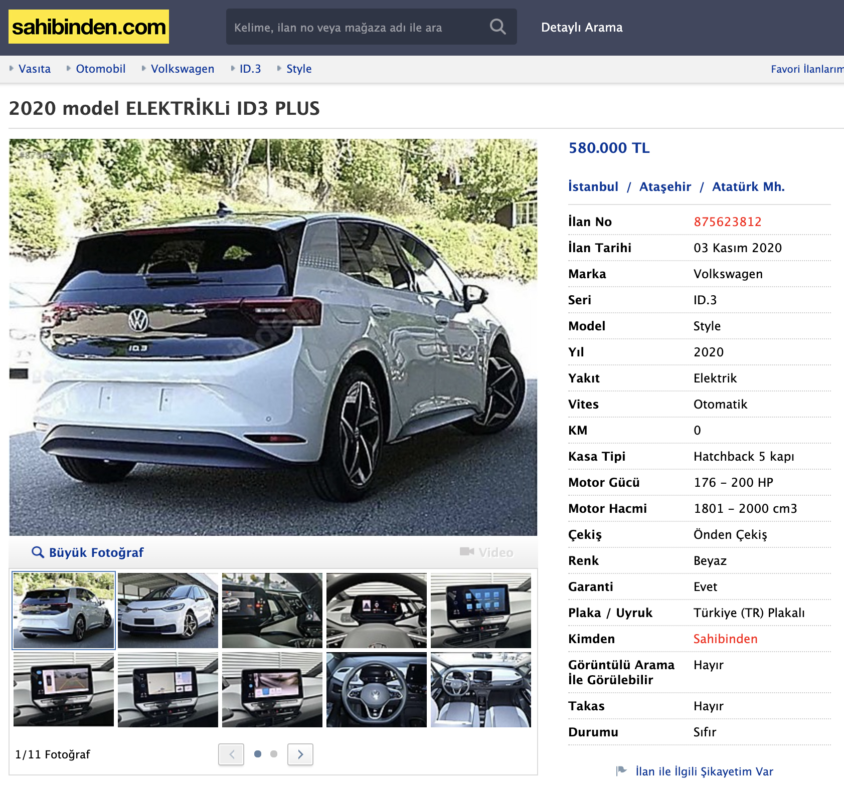 ID.3 Electric: Детали и цена за идниот турски пазар на Sahibinden.com