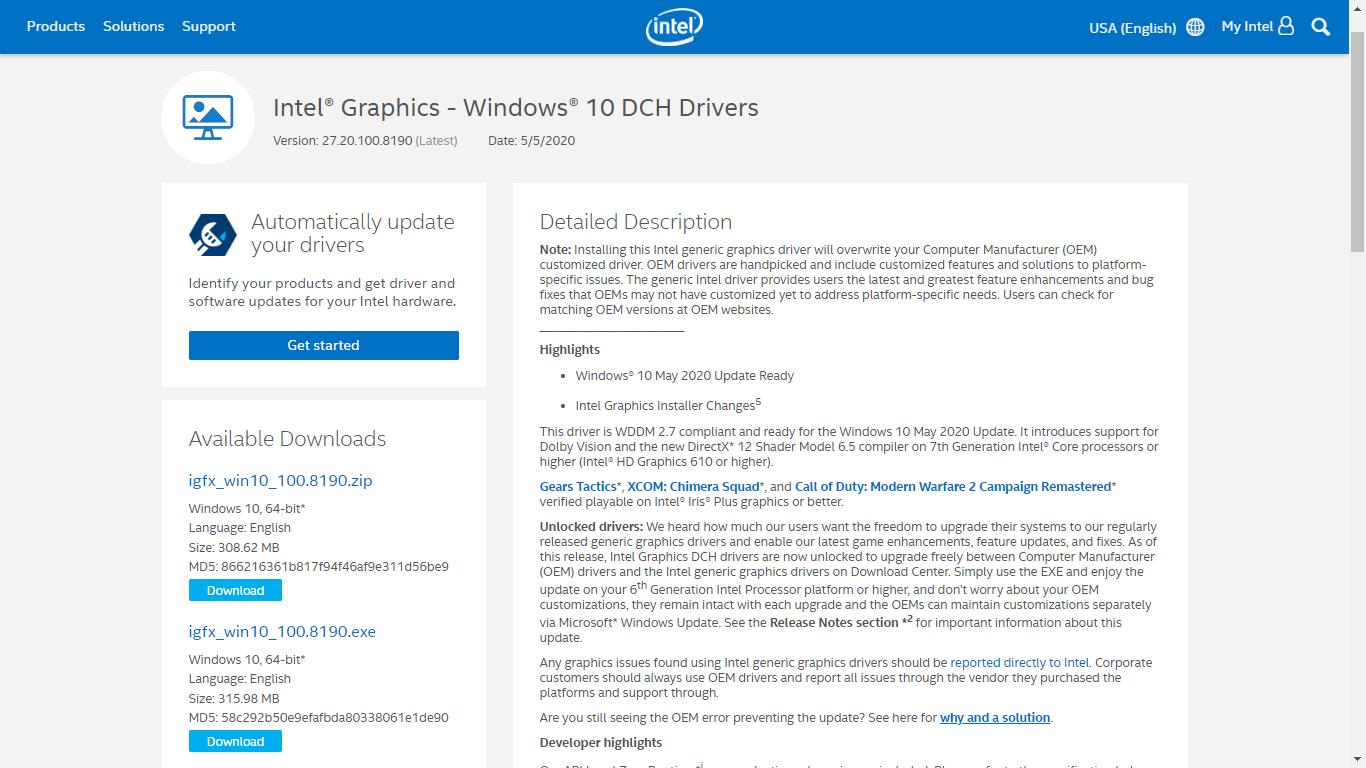 Информативен водич за ажурирање на Intel HD Graphics и рамки за графичките картички