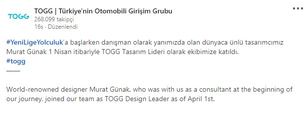TOGG и Мурад Гунак: Водечки Дизајнерски Пат во Автомобилската Регионална Иновација