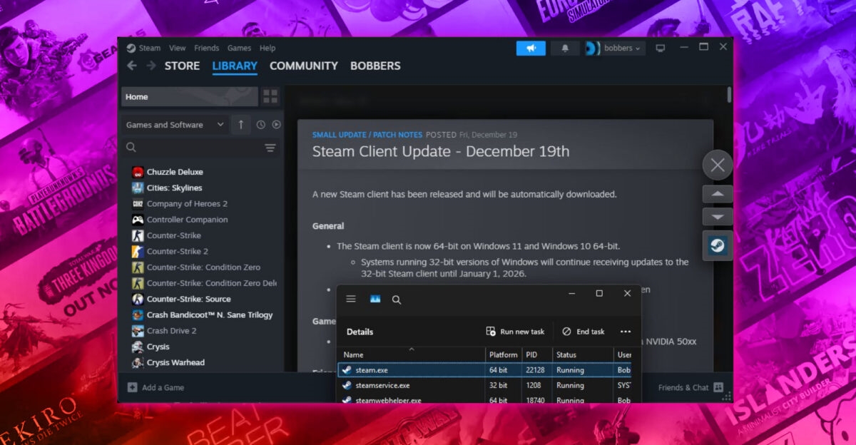 Valve објавува драстична промена: 64-битниот Steam стане единствено поддржан клиент на Windows