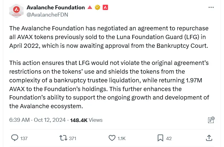 Avalanche Vakfı 1,97 Milyon AVAX’ı Geri Almayı Planlıyor: Delaver Olgunlaşan İflas Anlaşması ve Piyasa Etkileri