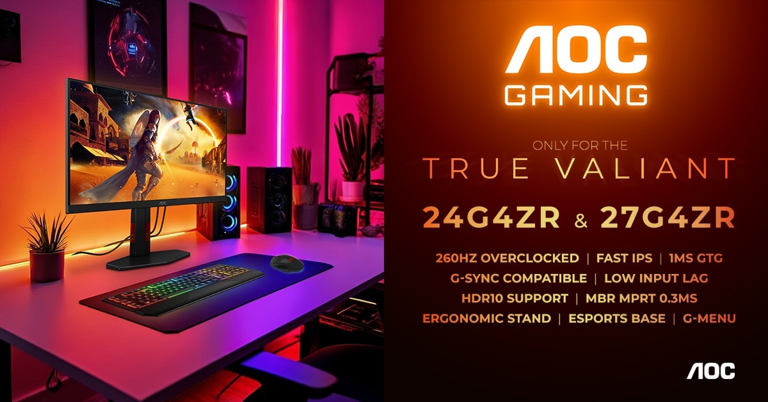 AOC Gaming G4 Серија се подигнува со нови IPS монитори: 260 Hz, 1 ms GtG и 0,3 ms MPRT за стабилна конкуренција