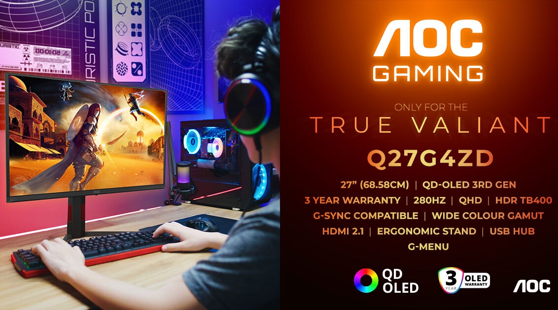 AOC Gaming Q27G4ZD: 27 QD-OLED со 280 Hz повторувачка честота и OLED Care заштита