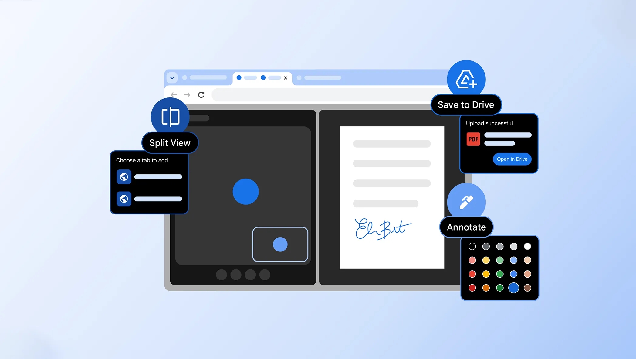 Chrome 145 Обнова: Поделениот изглед, PDF коментари и Спремај директно во Drive re-делуваат ги табовите