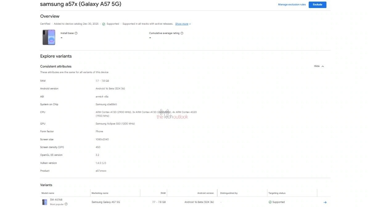 Google Play Console Doğrulamasına Göre Galaxy A37 ve A57: Exynos 1480/1680 ile FHD+ ve Çoklu Görev Odaklı Güçlendirme
