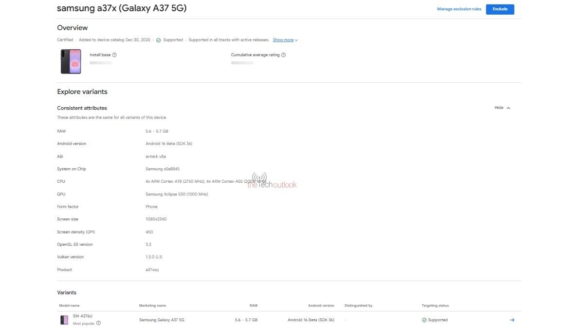 Google Play Console Doğrulamasına Göre Galaxy A37 ve A57: Exynos 1480/1680 ile FHD+ ve Çoklu Görev Odaklı Güçlendirme
