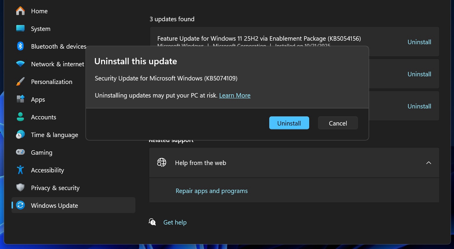 Проблеми со Windows 11 по ажурирањето KB5074109 и методи за отстранување