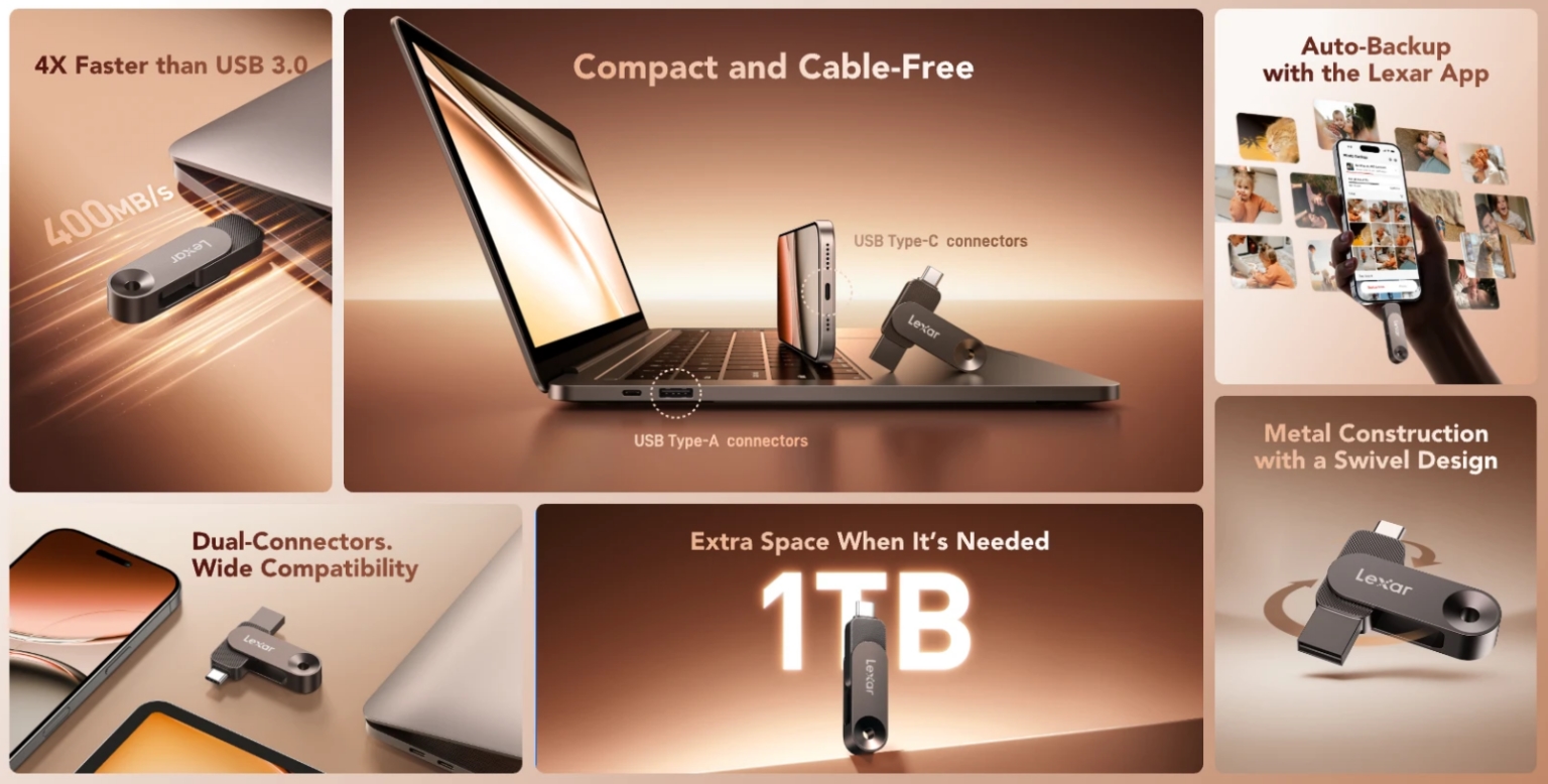 Lexar JumpDrive D500: Црн алуминиумски дизајн и висококвалитетна USB 3.2 перформанса