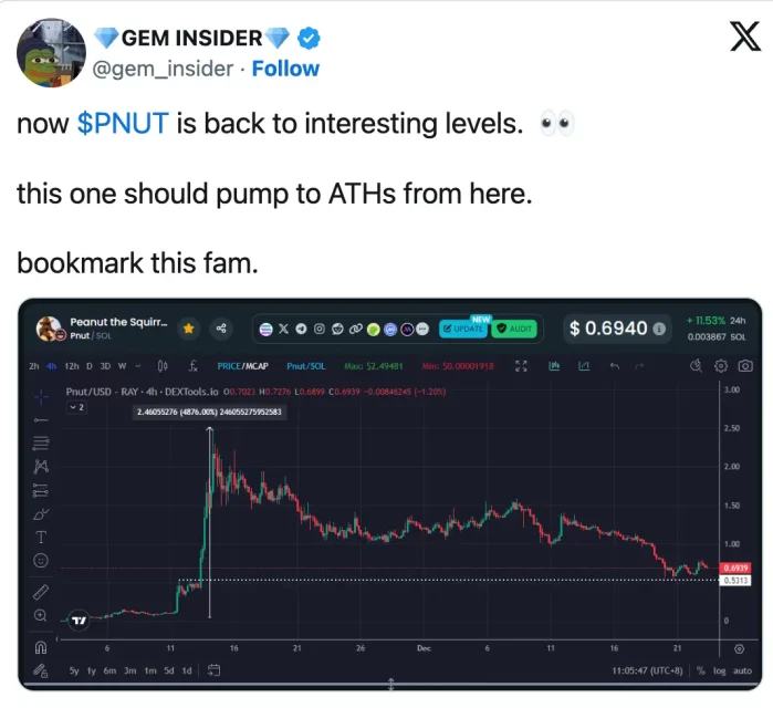 PNUT По Тековен Пад Тргнува Кон Насока: Нови Проекции и Основни Показатели