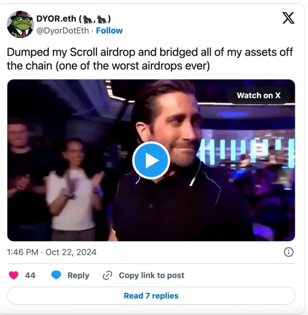 Повратни информации за Scroll SCR Airdrop и влијанија врз цената: брз пад над очекувањата