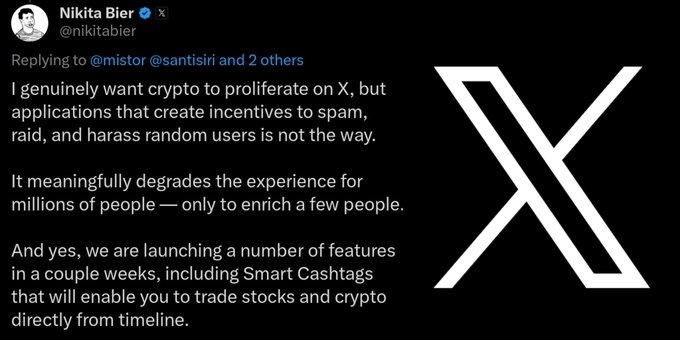 Планови за иднината на трговијата со криптовалути и акции со Smart Cashtags на платформата X