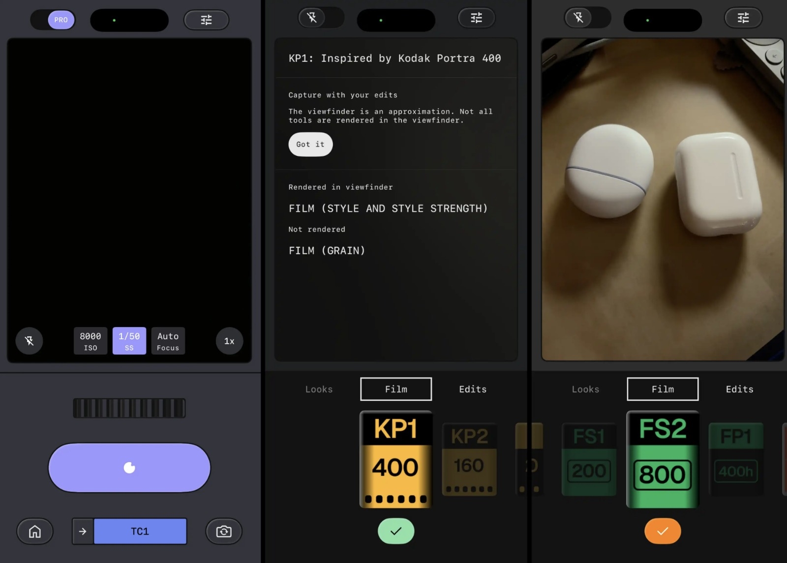 Snapseed 3.15.0 со рачно управување и реално-временска емулција на филм на iPhone