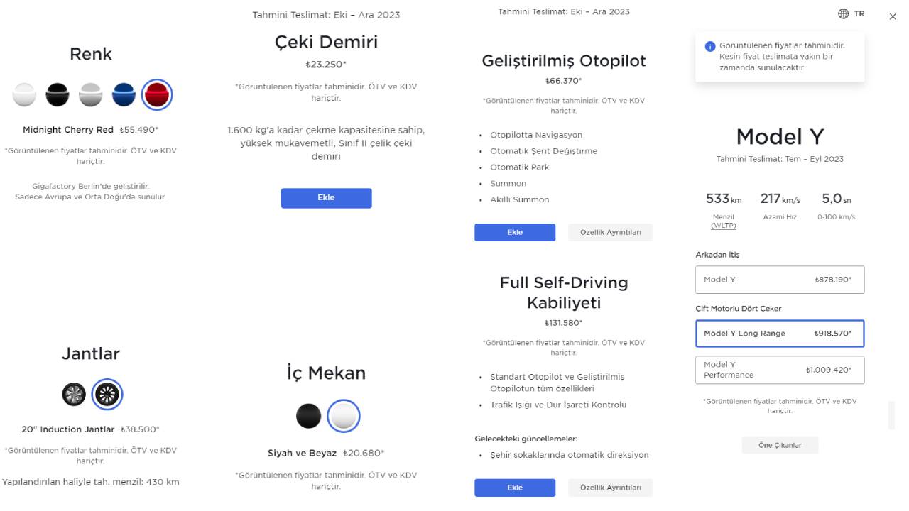 Tesla Model Y во Турција: Преглед на цените, опции и опсервации за претказ