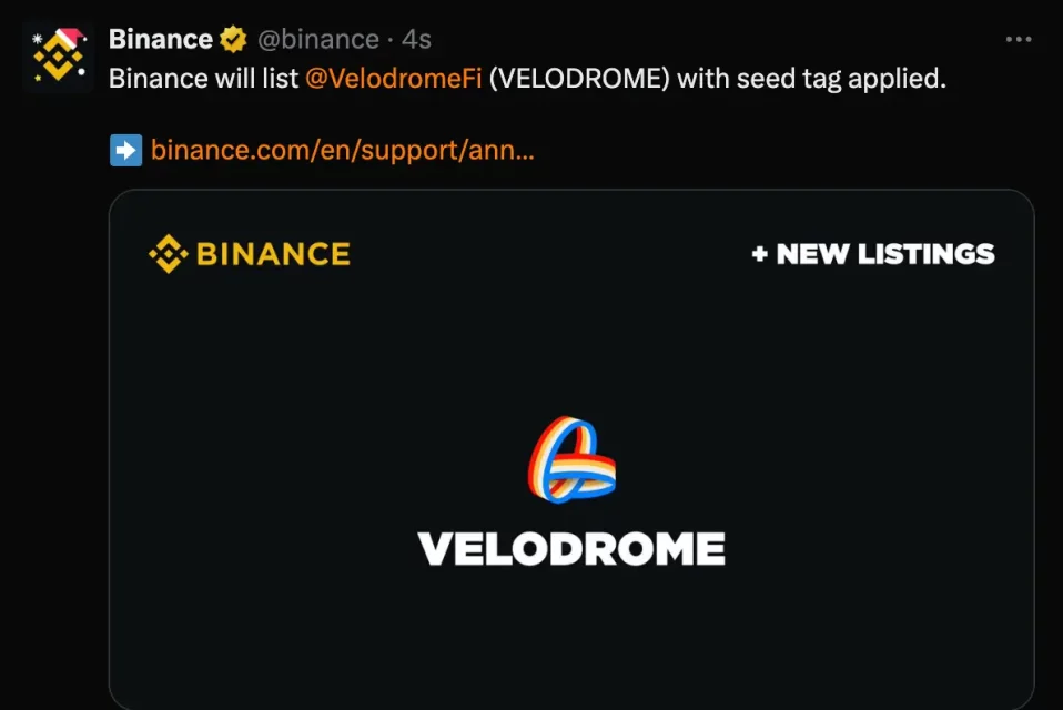Листирање на Binance за Velodrome Finance во Base Ecosystem и движенија на цените